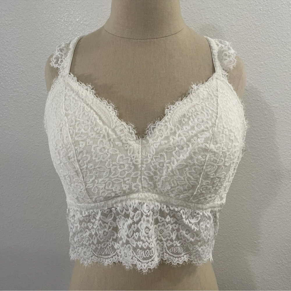 Aerie Eyelash Lace Padded Plunge Bralette Size XL